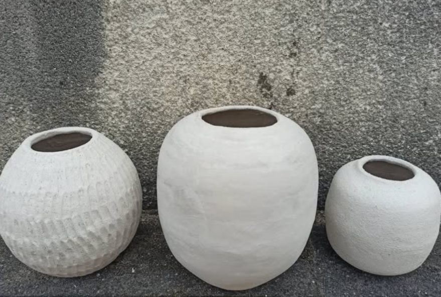 lot de 3 pots blanc